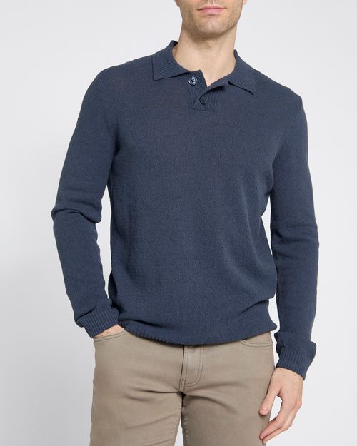 Knitted Long-Sleeved Polo Top