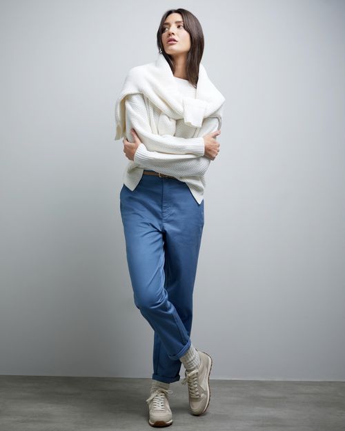 Belted Cotton Chino Trousers