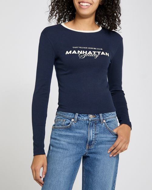 Slogan Long-Sleeve Top
