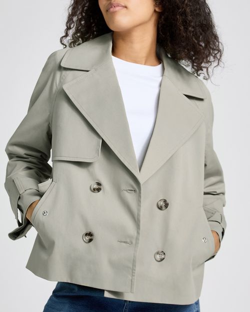 Cropped Double Breasted Trench Coat