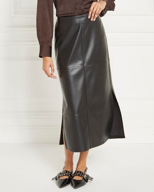 Gallery High Waisted PU Midi Skirt