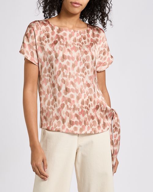 Printed Tie Side Short-Sleeved Jersey Top