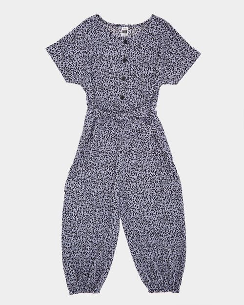 Printed Button Jumpsuit (3-14 Years)