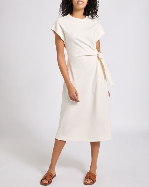 Cotton Tie Side Jersey Midi Dress