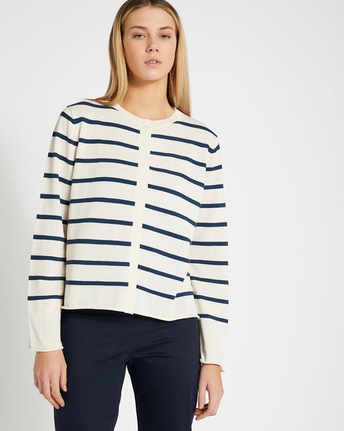 Carolyn Donnelly The Edit Cotton Stripe Cardigan