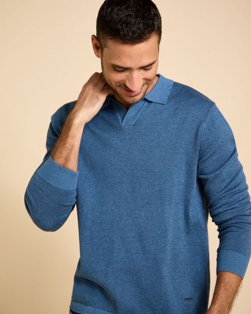 Paul Costelloe Living Men Jacquard Knitted Polo