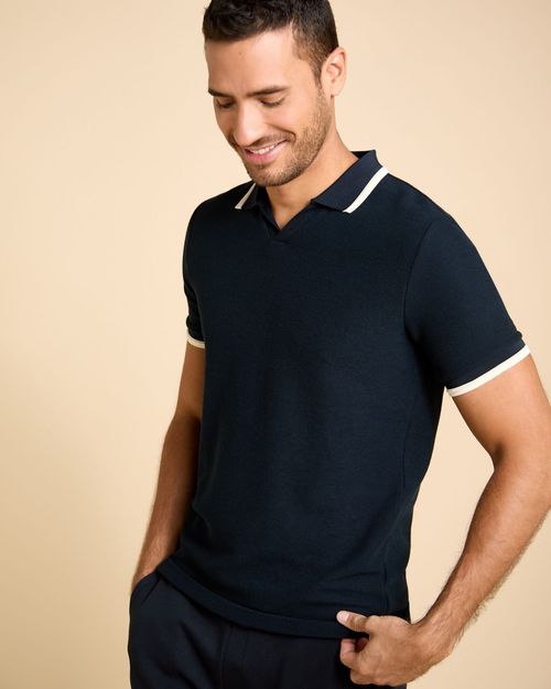 Paul Costelloe Living Men Notch Neck Polo Top