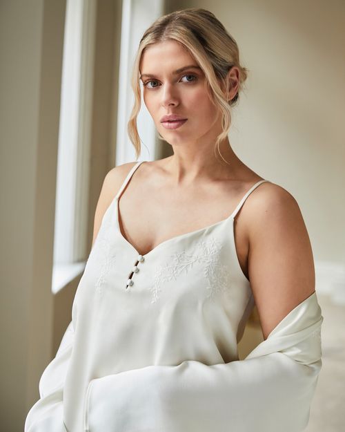 Pearl Satin Embroidered Chemise