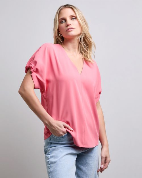V-Neck Flutter Sleeve Top
