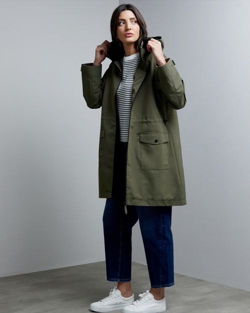 Hooded Spring Rain Parka Coat