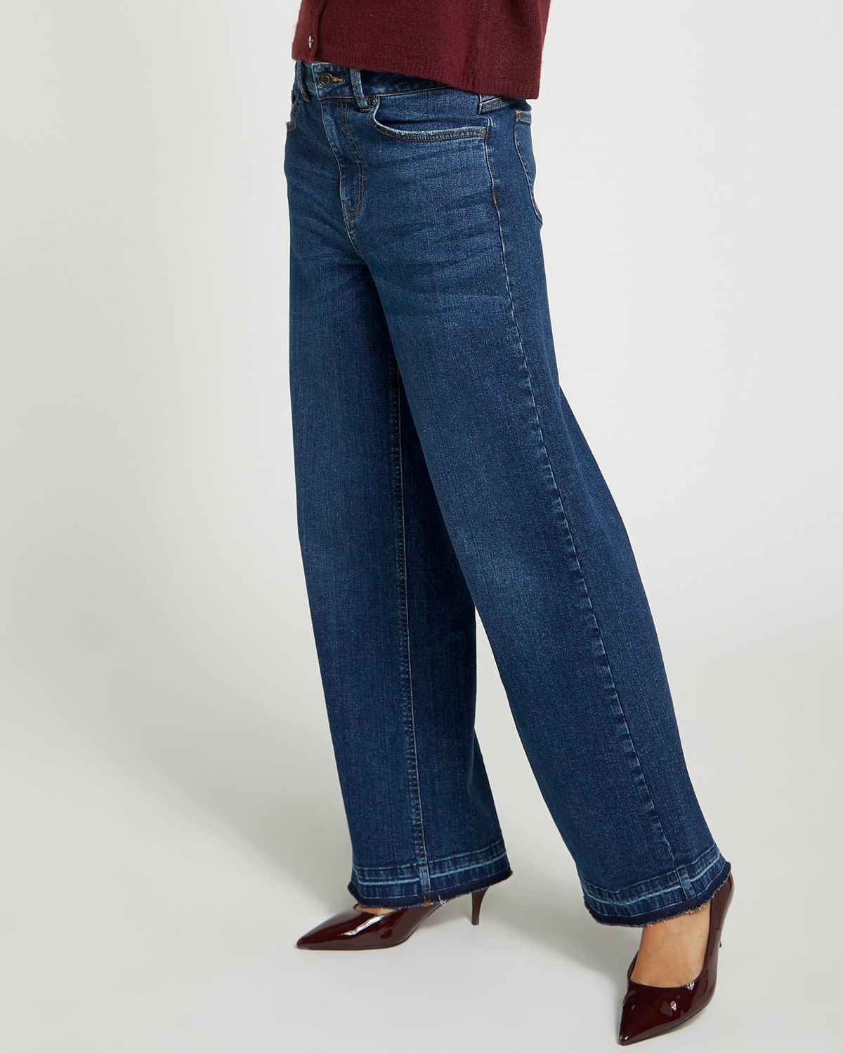 Raw Hem Wide Leg Jeans