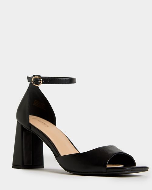 Mid-Heel Closed Back Patent Sandals