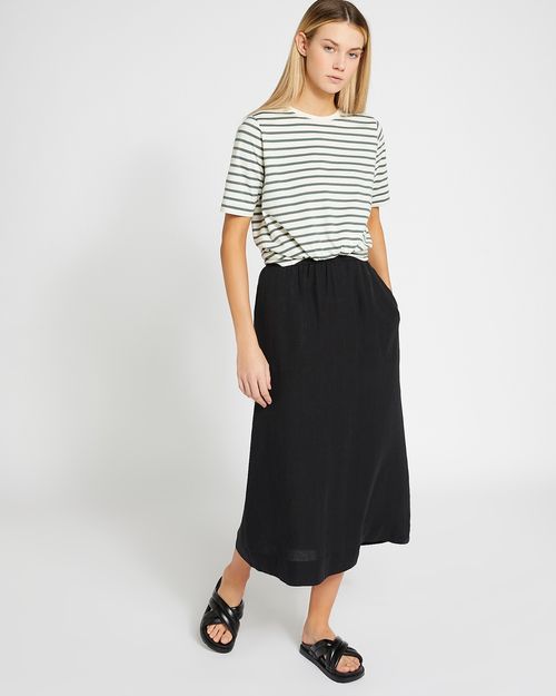 Carolyn Donnelly The Edit Black Linen Skirt