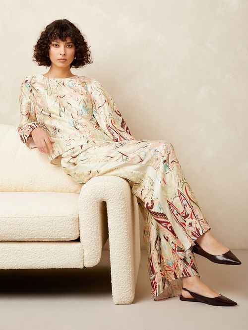 Gallery Lucia Printed Silky Co-Ord Wide Leg Trousers