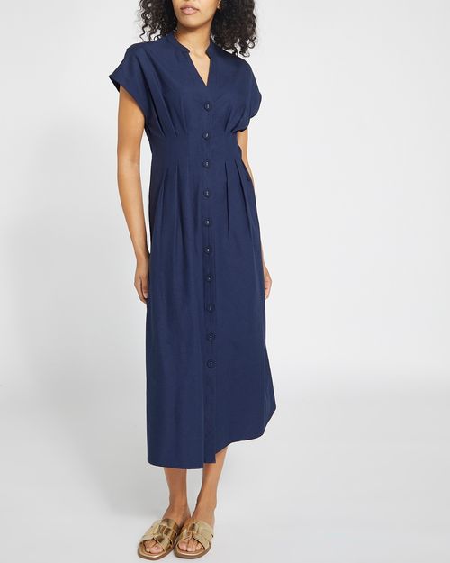 Button Front Midi Dress