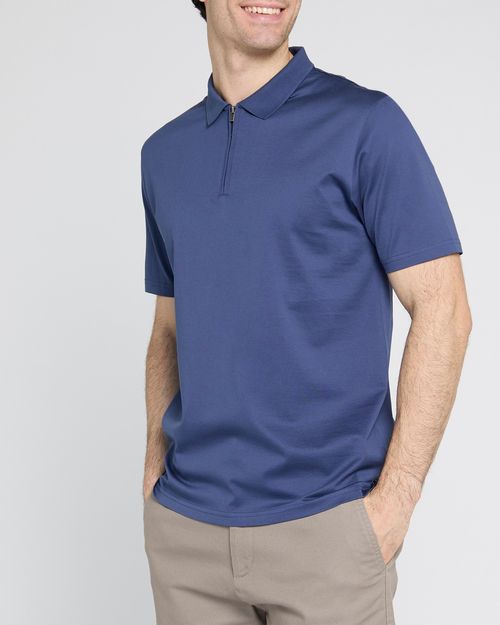 Regular Fit Mercerised Zip Placket Polo