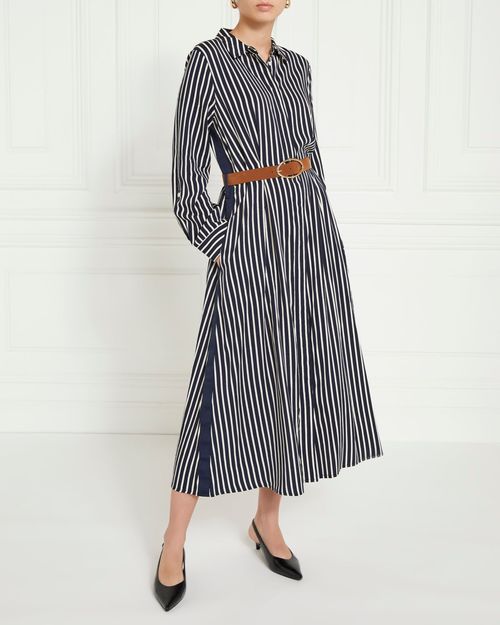 Gallery Stella Stripe Belted Midi Shirt Dress