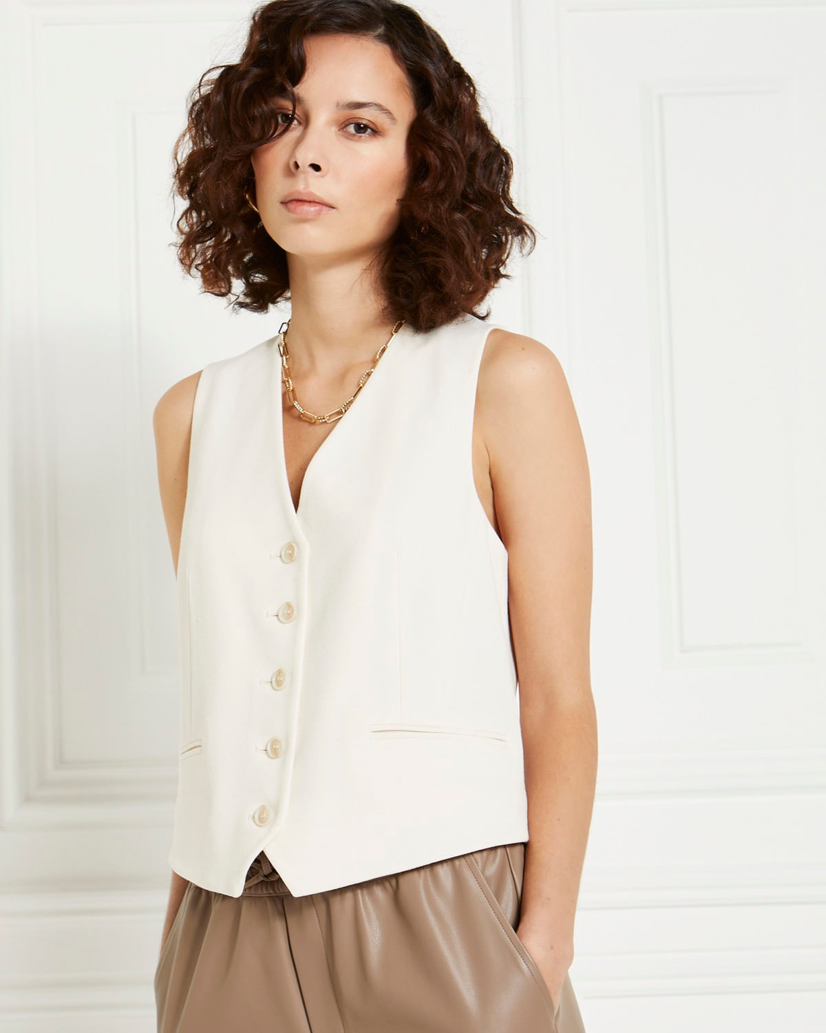 Innabella Structure Waistcoat - Dark Taupe main image 1
