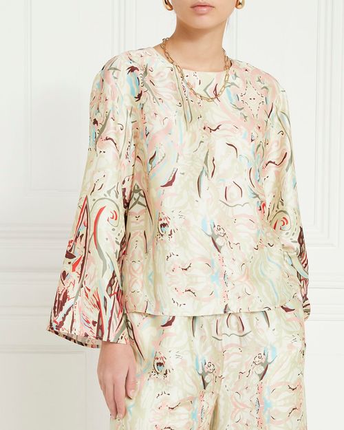 Gallery Lucia Printed Silky Co-Ord Blouse