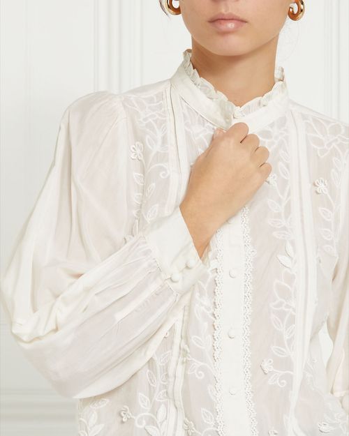 Gallery Scalloped Embroidered Blouse