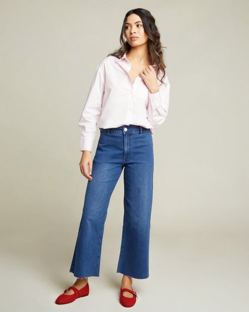Wide Leg High Rise Cropped Jeans