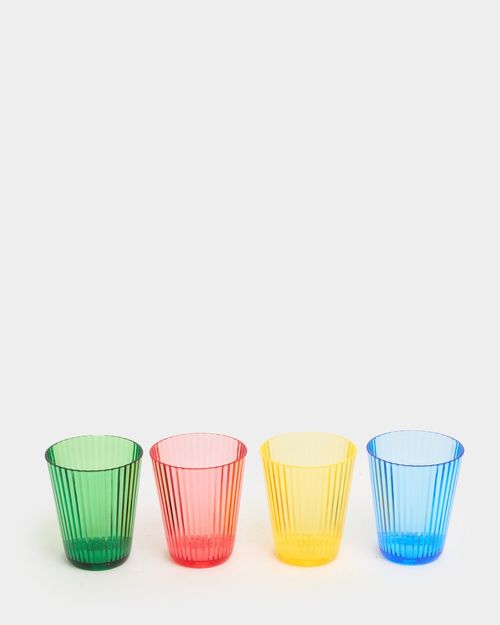 Multicolour Ribbed Tumblers - Pack Of 4