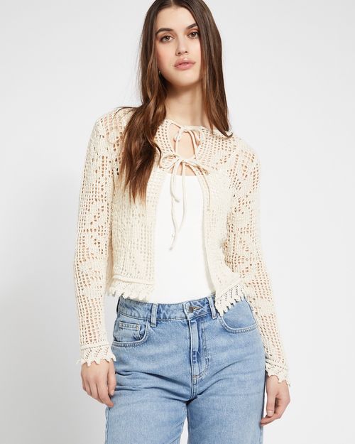 Savida Crochet Tie-Front Cardigan