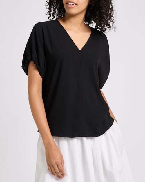 V-Neck Flutter Sleeve Top
