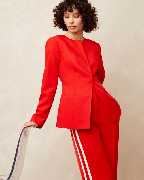Gallery Lucia Round Neck Split Hem Blazer