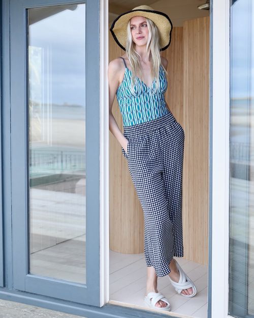 Carolyn Donnelly The Edit Black Check Crop Trousers