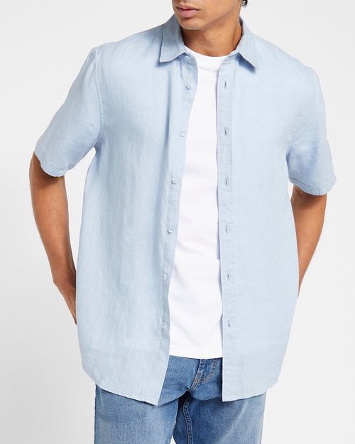 Regular Fit Pure Linen Short-Sleeved Shirt