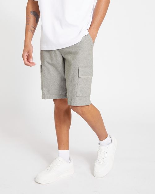 Linen Blend Cargo Shorts