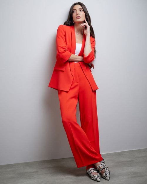 High Waisted Crepe Wide Leg Trousers
