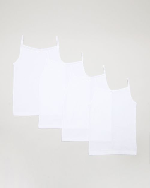 Pure Cotton Cami Vest - Pack Of 4 (2-10 Years)