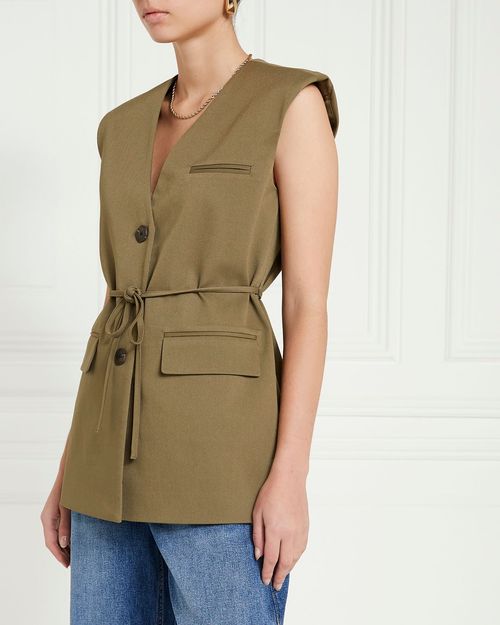 Gallery Lucia Tie Waist Belted Waistcoat