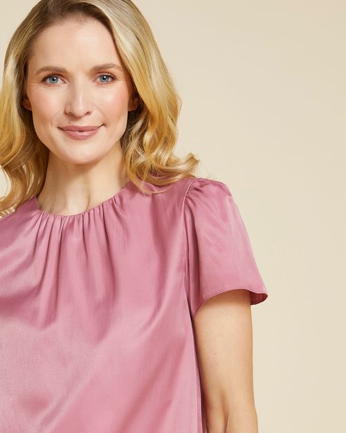 Paul Costelloe Living Studio Pink Flute Sleeve Top