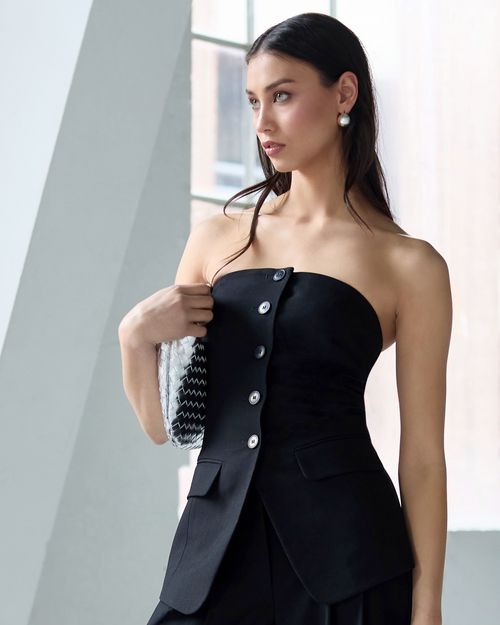Savida Bandeau Button Front Co-Ord Top