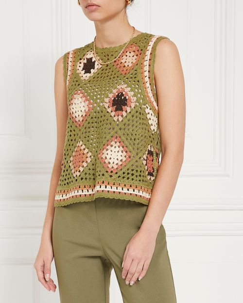 Gallery Frieda Crochet Knit Vest Top