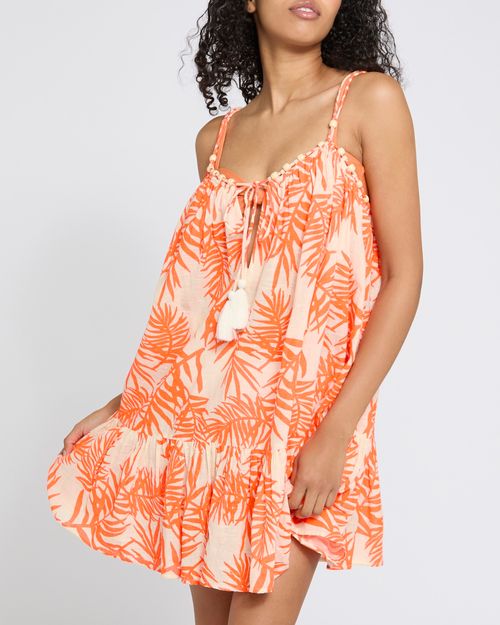 Printed Beaded Mini Dress