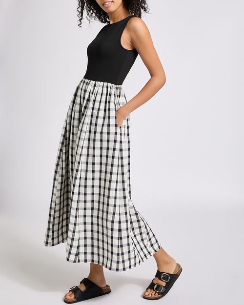 Check Hybrid Gingham Midi Dress