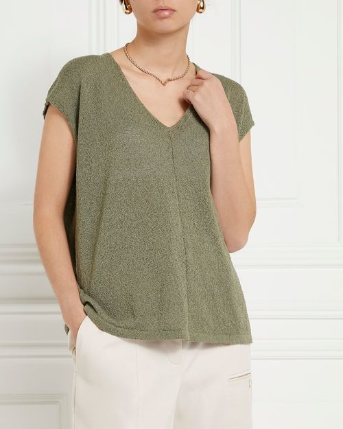 Gallery V-Neck Cut And Sew Top
