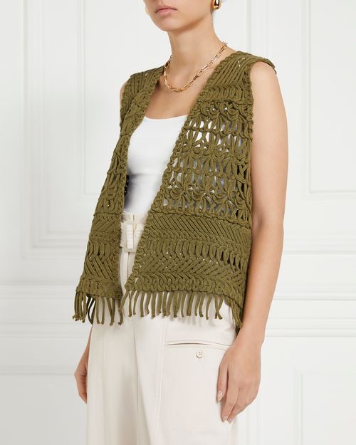 Gallery Lucia Cotton Fringe Waistcoat