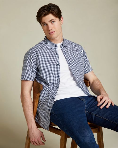 Slim Fit Short Sleeve 100% Cotton Shirt
