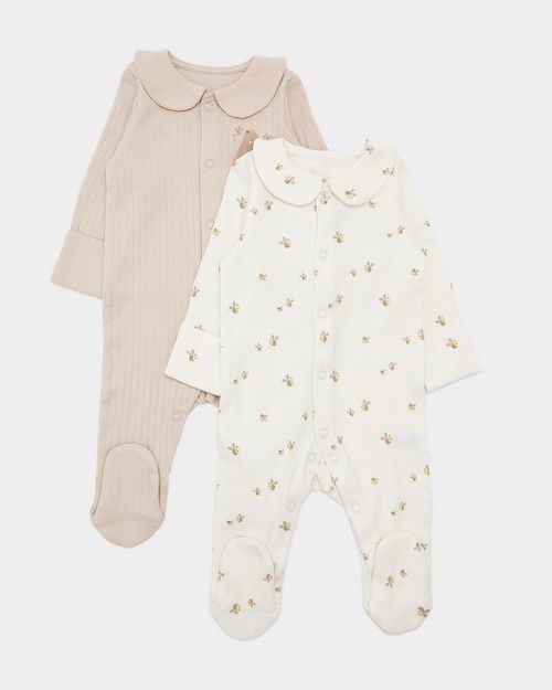 Bear And Bee Sleepsuit - Pack Of 2 (Newborn-12 Months)