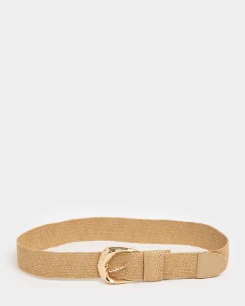 Gold Buckle Raffia Belt