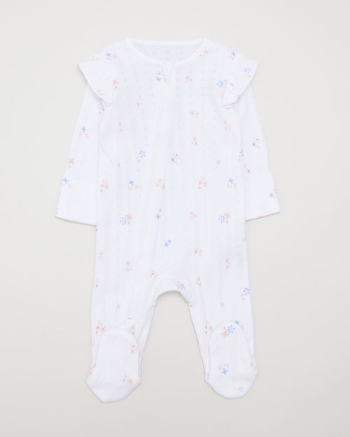 Two-Way-Zip Frill Floral Sleepsuit (Newborn-12 Months)