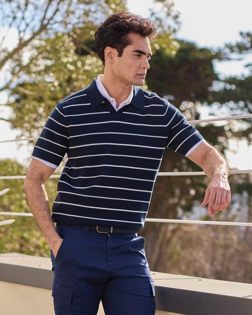 Paul Costelloe Living Men Short Sleeve Stripe Polo