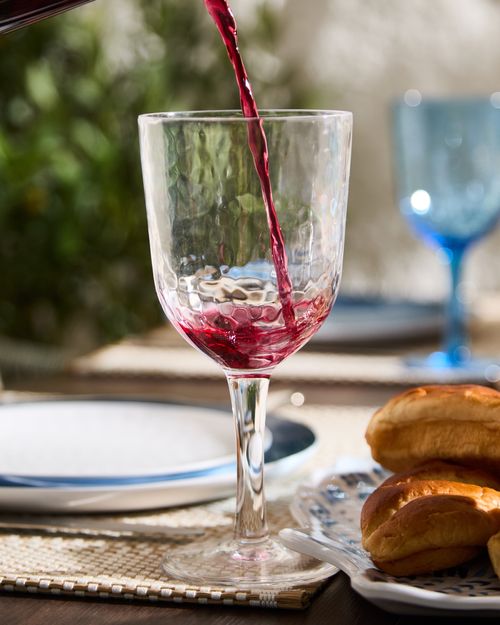 Clear Hammered Wine Glass