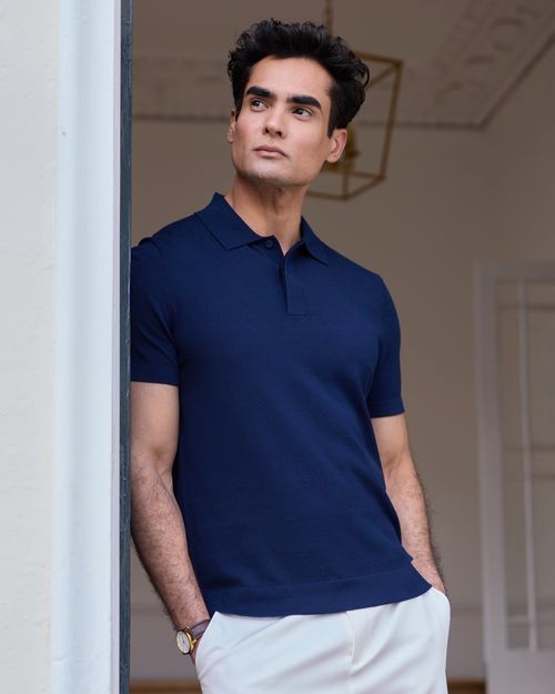 Paul Costelloe Living Men Short Sleeve Silk Mix Polo