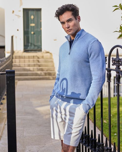 Paul Costelloe Living Men Textured Quarter Zip Jumper